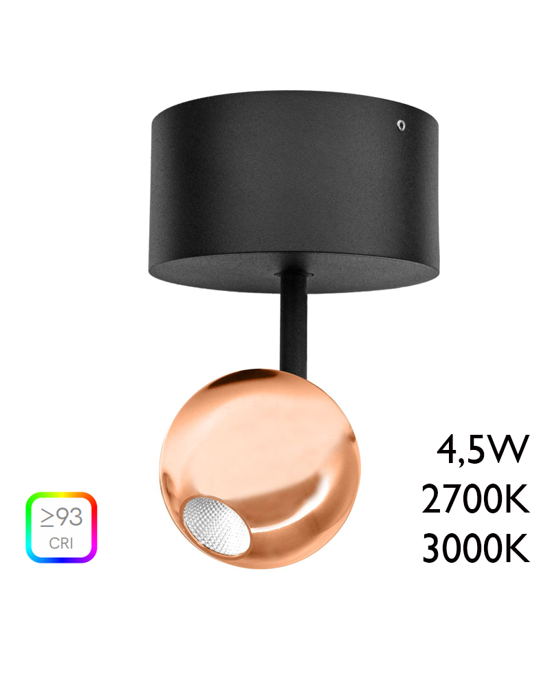 LED Spotlight 5cm bronze aluminum with surface ceiling canopy 4,5W