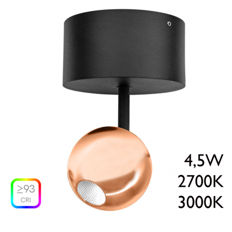 LED Spotlight 5cm bronze aluminum with surface ceiling canopy 4,5W
