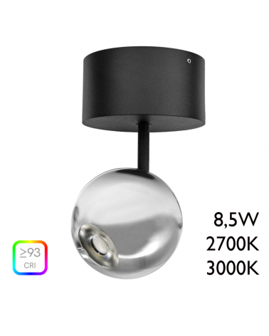Foco LED de aluminio cromo 7cm con florón de superficie 8,5W
