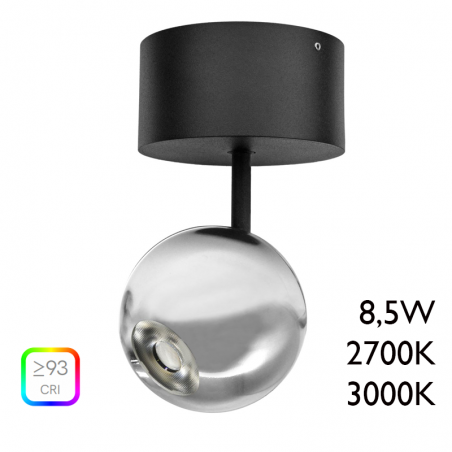 Foco LED de aluminio cromo 7cm con florón de superficie 8,5W