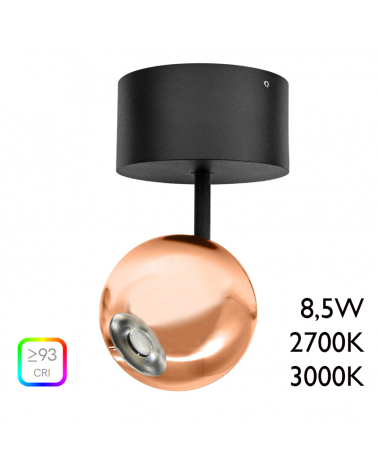 LED Spotlight 7cm bronze aluminum with surface ceiling canopy 8,5W