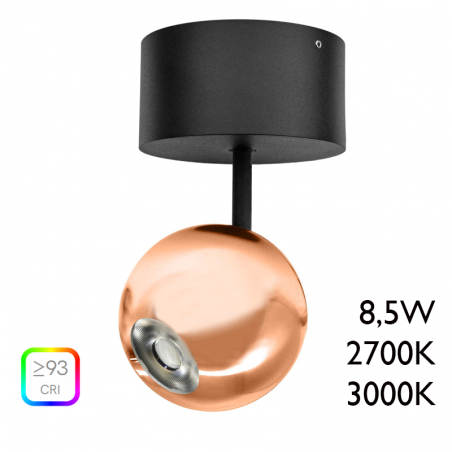 Foco LED de aluminio bronce 7cm con florón de superficie 8,5W