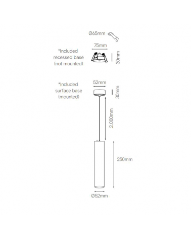Lámpara de techo acabado cromo cilindro LED 7W de 25cm altura CCT Switch 2700K/3200K/4000K