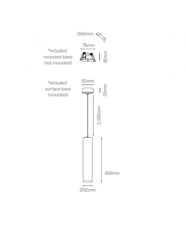 Lámpara de techo acabado cromo cilindro LED 10W de 45cm altura CCT Switch 2700K/3200K/4000K