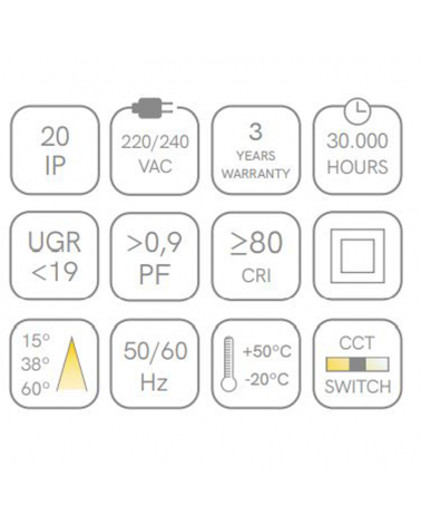 Lámpara de techo acabado cromo cilindro LED 10W de 45cm altura CCT Switch 2700K/3200K/4000K