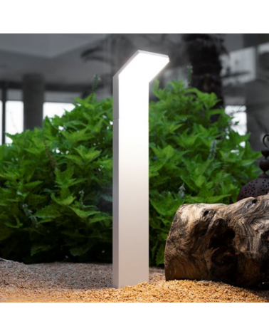 LED Outdoor bollard light 60cm high in white aluminum IP54 9W