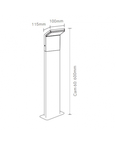 LED Outdoor bollard light 60cm high in black aluminum IP54 9W