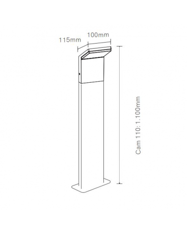 Baliza para exterior 110cm de altura de aluminio negro IP54 LED 9W