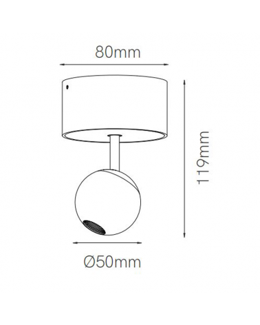 LED Spotlight 5cm chrome aluminum with surface ceiling canopy 4,5W