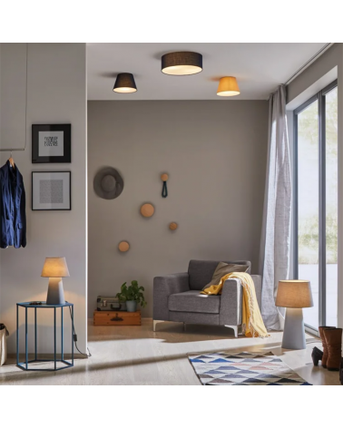 Floor lamp 62cm grey fabric E27 20W