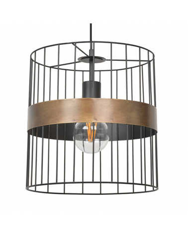 Lámpara de techo 28cm con varillas de metal negro y bronce 60W E27