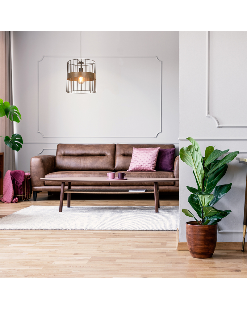 Lámpara de techo 28cm con varillas de metal negro y bronce 60W E27