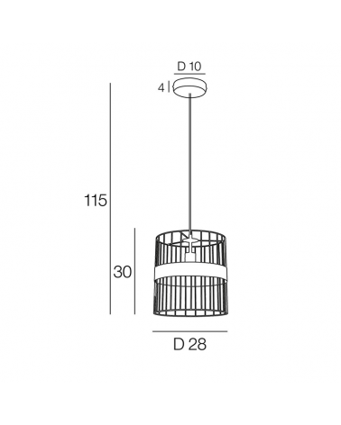 Lámpara de techo 28cm con varillas de metal negro y bronce 60W E27