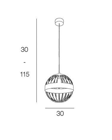 Lámpara de techo esférica 30cm con varillas de metal negro y bronce 60W E27