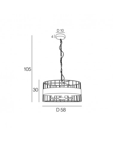 Lámpara de techo 58cm con varillas de metal negro y bronce 40W E27