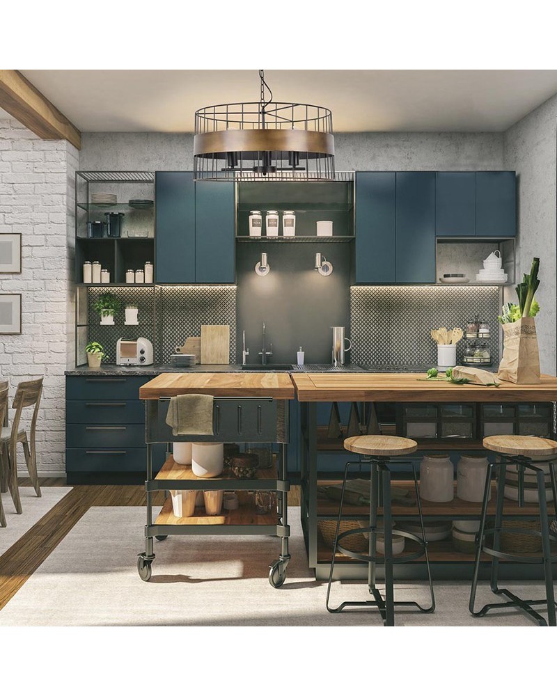 Lámpara de techo 58cm con varillas de metal negro y bronce 40W E27