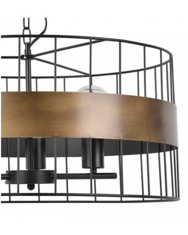 Ceiling lamp 58cm with black and bronze metal rods 40W E27