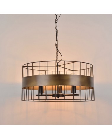 Ceiling lamp 58cm with black and bronze metal rods 40W E27