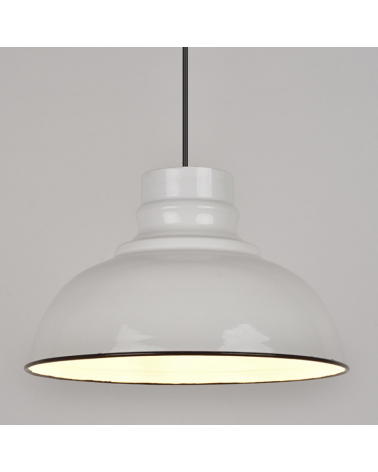 Ceiling lamp 30cm with black and white metal dome shape 100W E27
