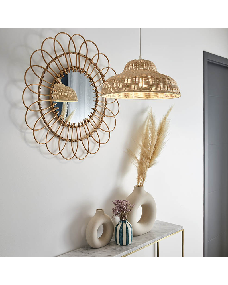 Lámpara de techo 38cm de ratán natural trenzado E27 100W