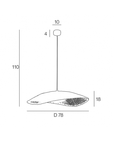 Lámpara de techo 78cm de mimbre trenzado E27 60W