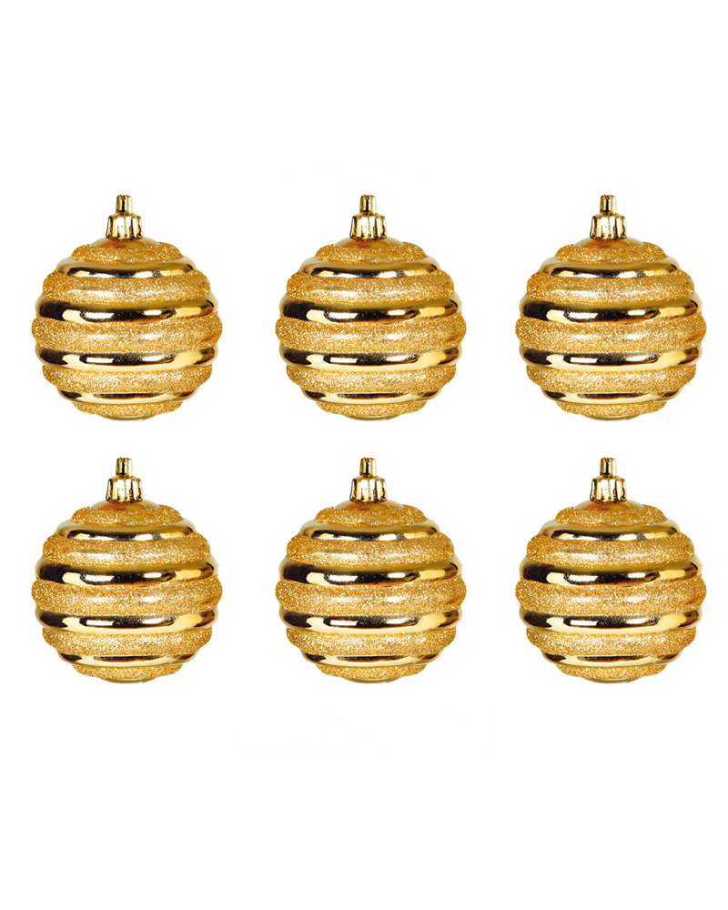 Blister 6 Christmas balls decorated gold color ø6cm