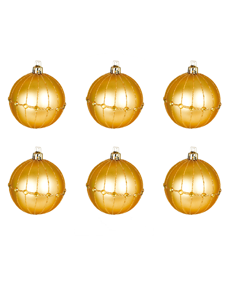 Blister 6 Christmas balls decorated gold color ø6cm
