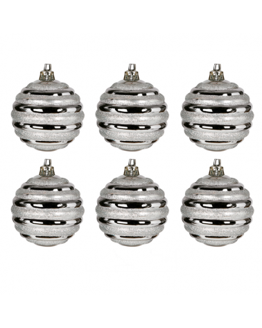 Blister 6 Christmas balls decorated silver color ø6cm