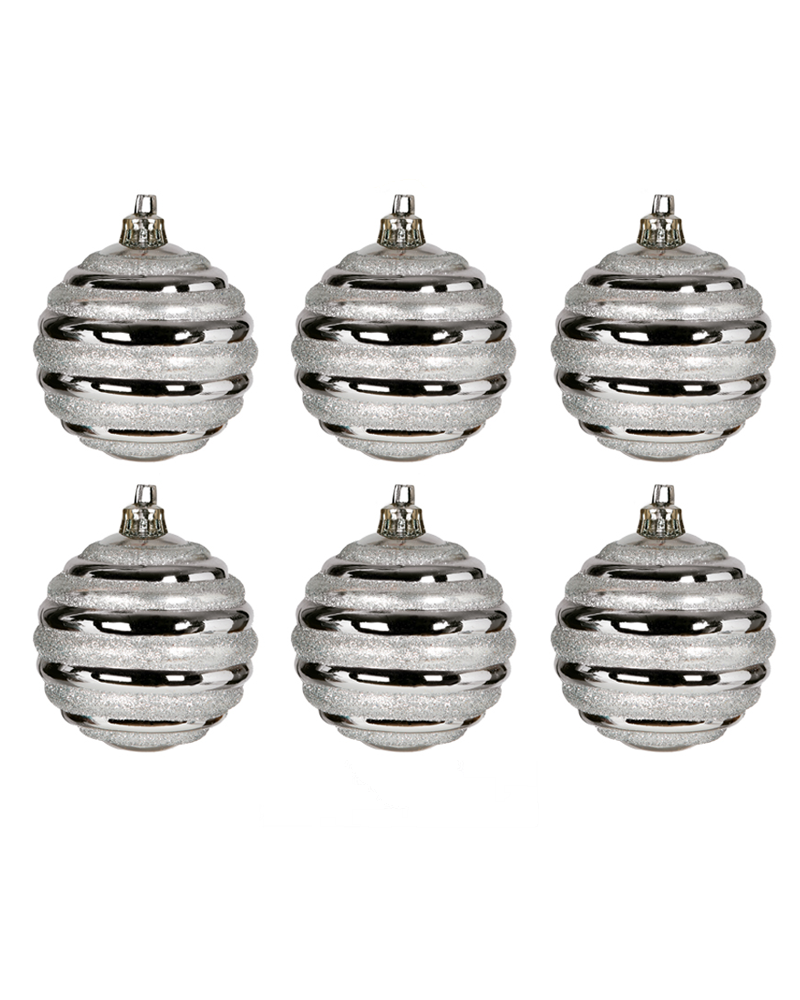 Blister 6 Christmas balls decorated silver color ø6cm