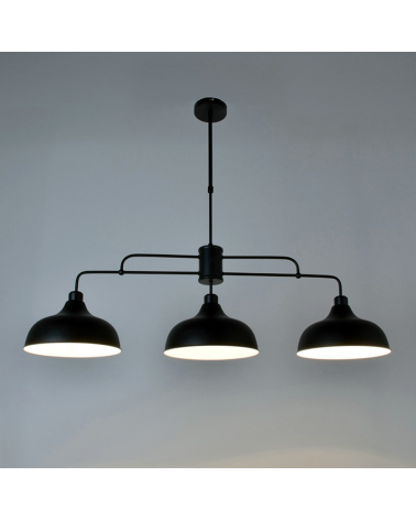 Lámpara de techo 112cm de metal con tres pantallas y regulable en altura E27 60W