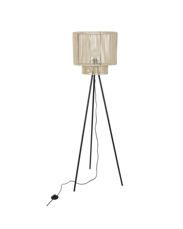Tripod floor lamp 150cm 60W E27 boho style paper rope lampshade
