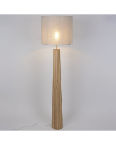Lampara de pie 167cm estructura de madera pantalla algodón 60W E27