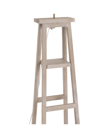 Lampara de pie 162cm estructura de madera con baldas pantalla algodón 60W E27