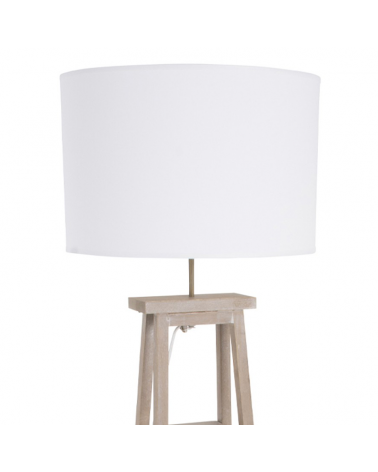 Floor lamp 162cm wooden structure with shelves cotton lampshade 60W E27