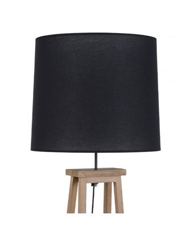 Lampara de pie 162cm estructura de madera con baldas pantalla algodón 60W E27