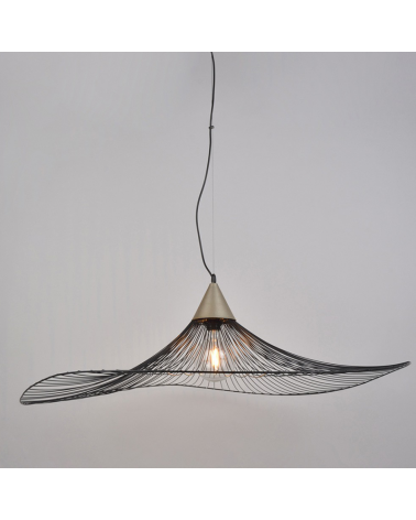 Lámpara de techo 110cm varillas de metal negro y latón E27 60W