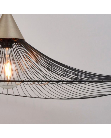 Ceiling lamp 110cm black metal and brass rods E27 60W