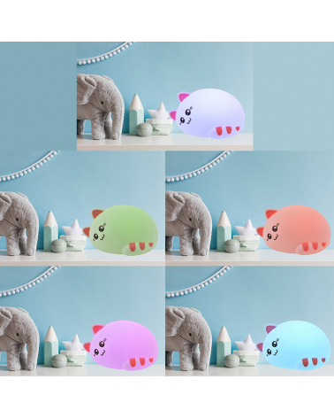 LED table lamp 10cm silicone cat shape touch control color changing