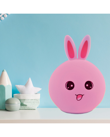 LED table lamp 16cm silicone rabbit shape touch control color changing