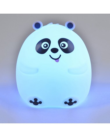 Lámpara de mesa LED 12cm silicona forma de Oso Panda control táctil cambia de color