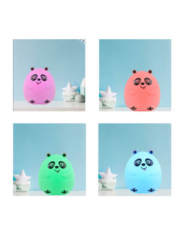 Lámpara de mesa LED 12cm silicona forma de Oso Panda control táctil cambia de color