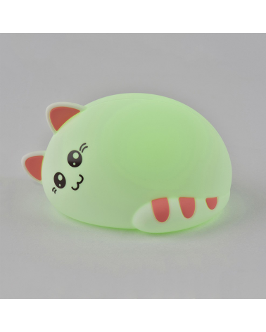 Lámpara de mesa LED 10cm silicona forma de gato control táctil cambia de color