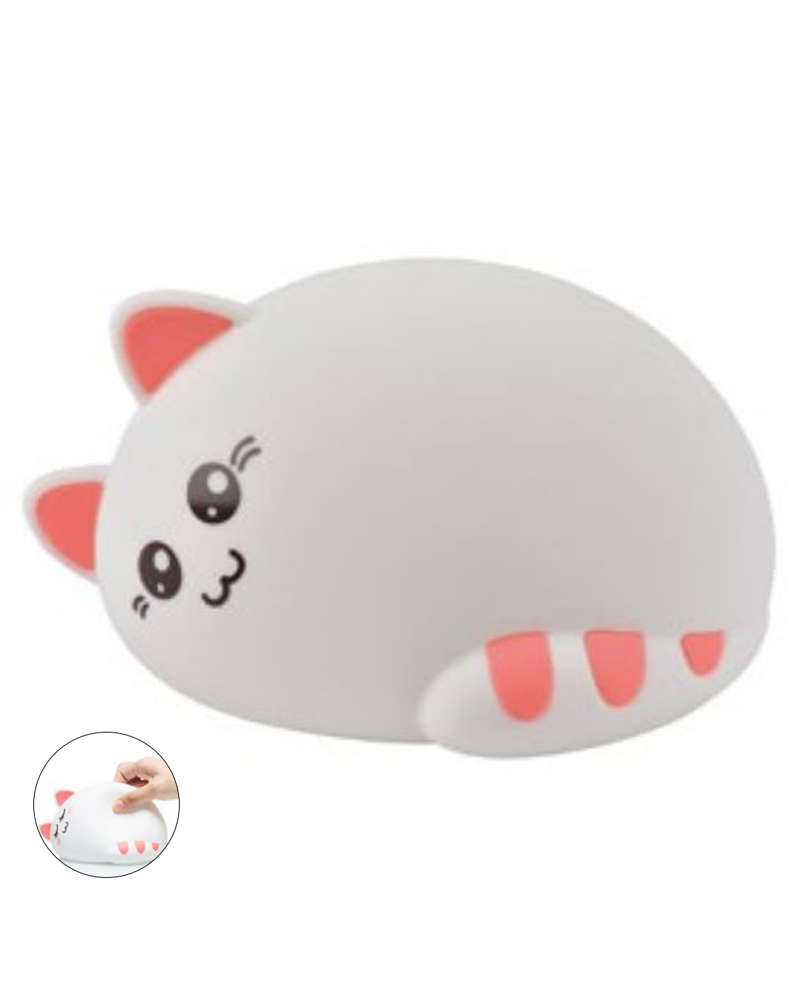LED table lamp 10cm silicone cat shape touch control color changing