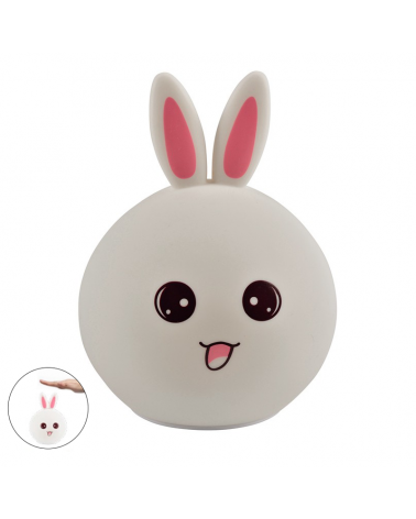 Lámpara de mesa LED 16cm silicona forma de conejo control táctil cambia de color