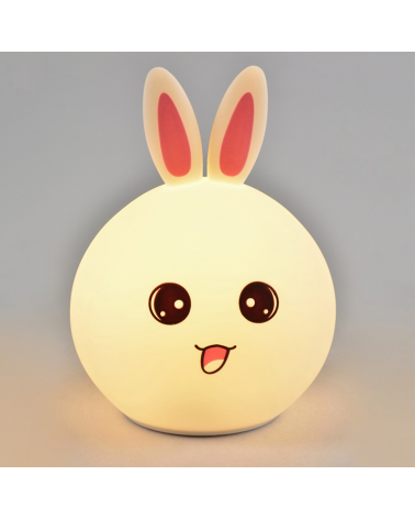 Lámpara de mesa LED 16cm silicona forma de conejo control táctil cambia de color