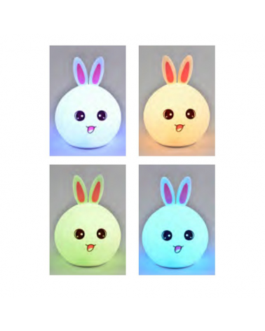 LED table lamp 16cm silicone rabbit shape touch control color changing
