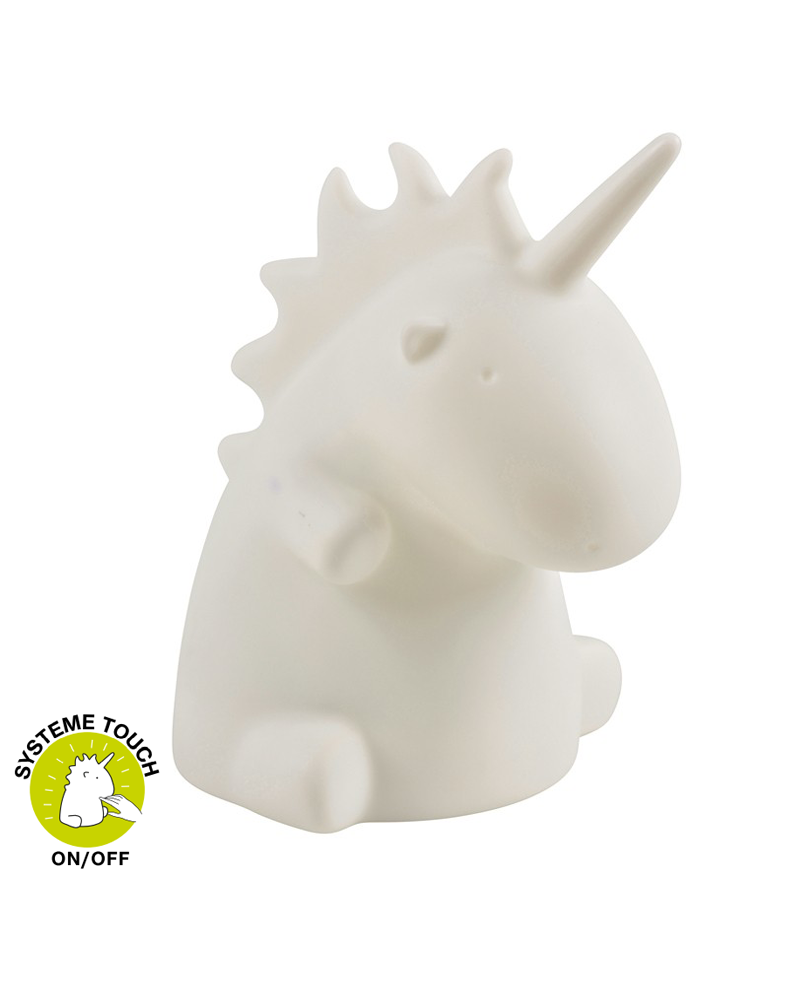 Lámpara de mesa LED 18cm silicona forma de unicornio control táctil cambia de color