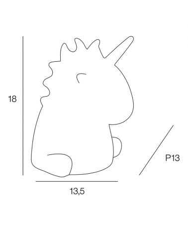 LED table lamp 18cm silicone unicorn shape touch control color changing