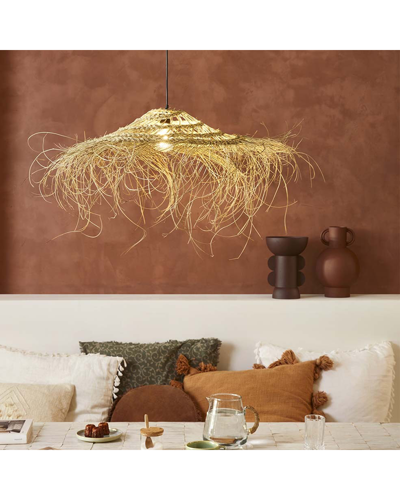 Ceiling lamp 50cm frayed esparto fibers E27 15W