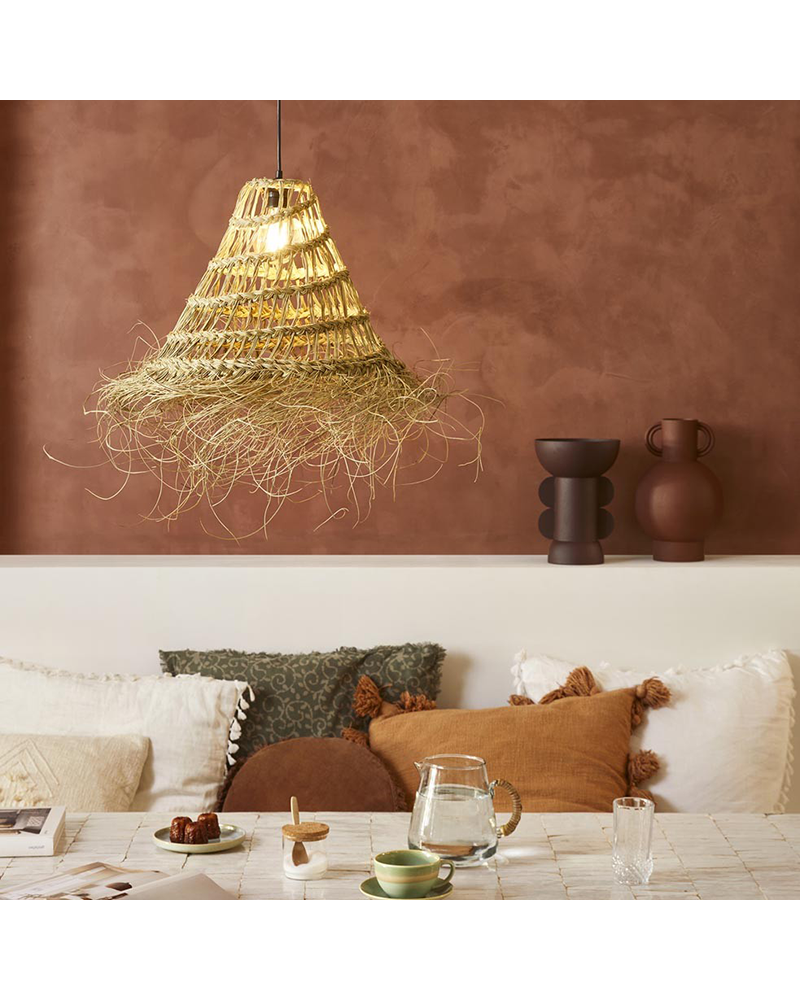 Ceiling lamp 40cm conical frayed esparto fibers E27 15W
